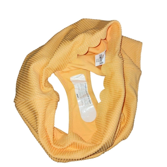 Aerie Orange Scalloped Highwaisted Full Coverage Swim Bottom - Picture 3 of 4